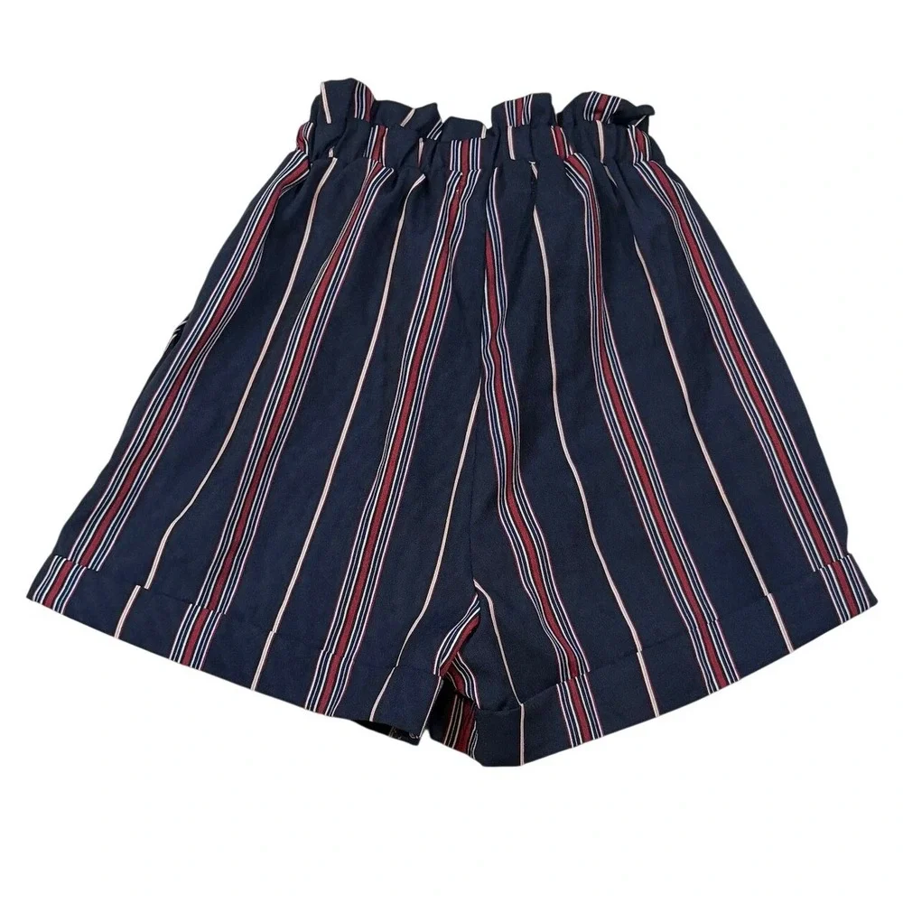 Zawary Striped Paperbag Waist Shorts Navy/Red/White Kids Size‎ 14